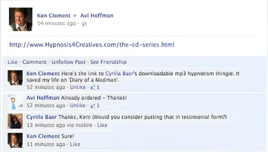Ken Clement Here's the link to Cyrilla Baer's downloadable mp3 hypnotism thingie. it saved my life on 'Diary of a Madman'.